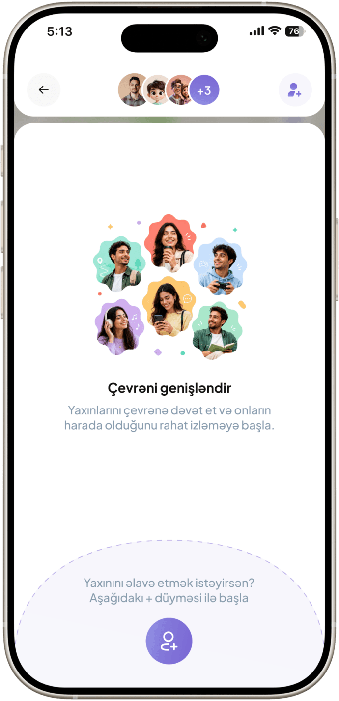 Zinface tətbiqində çevrənizdəki insanlar