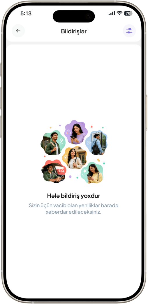 Zinface tətbiqinin bildirişlər ekranı